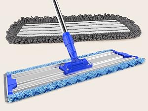 MR.SIGA 18" Professional Microfiber Mop for Floor Cleaning, Stainless Steel Telescopic Handle