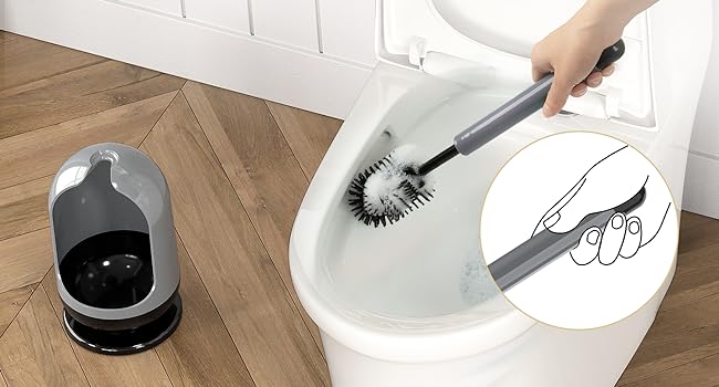 MR.SIGA Toilet Bowl Brush and Holder for Bathroom, Non-Scratch TPR Bristles, Under-Rim Brush Head