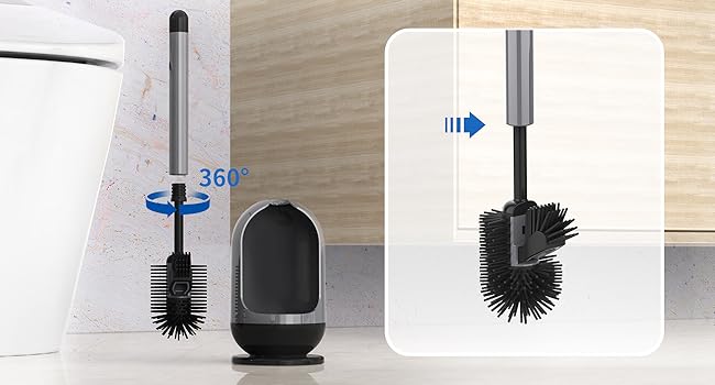 MR.SIGA Toilet Bowl Brush and Holder for Bathroom, Non-Scratch TPR Bristles, Under-Rim Brush Head