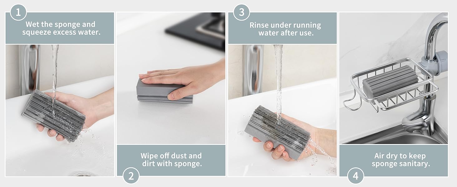 MR.SIGA Sponge Duster, Reusable Duster with Ridged Surface Design, Household Dust Cleaning Sponge