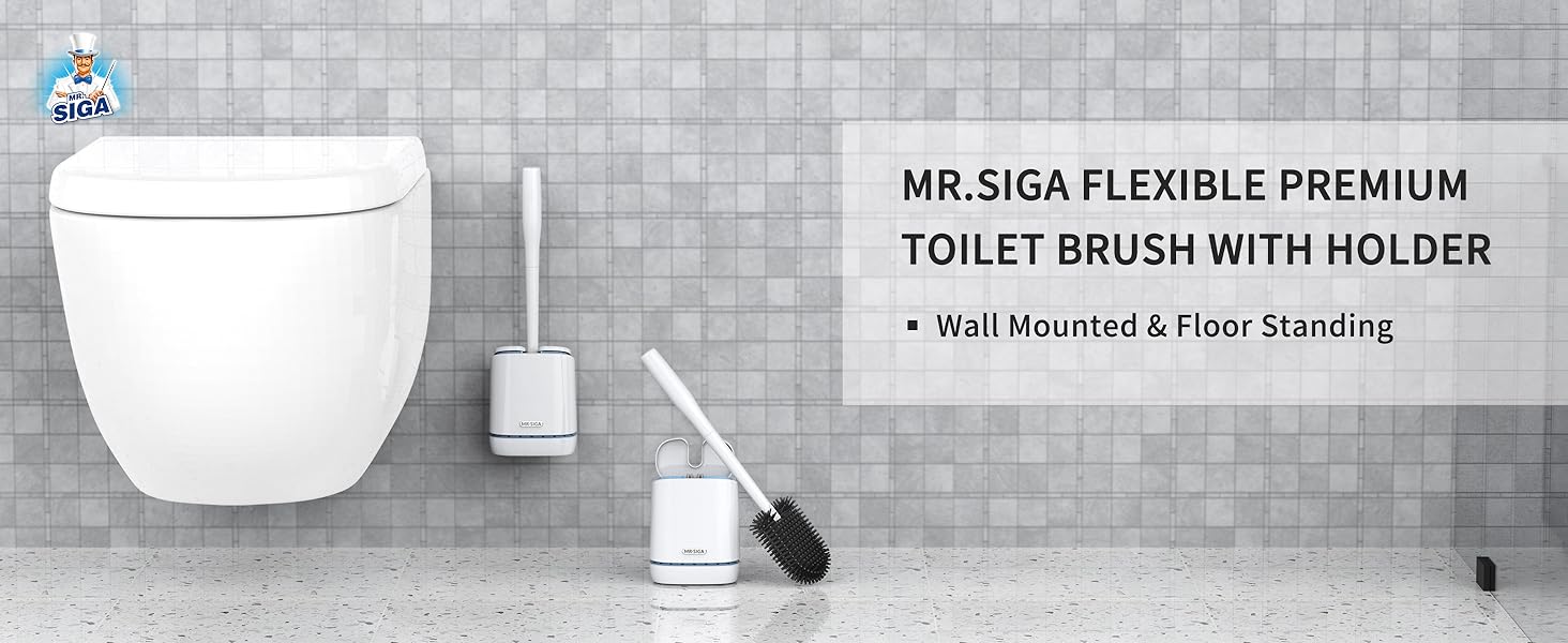 MR.SIGA  Toilet Bowl Brush and Holder Set White