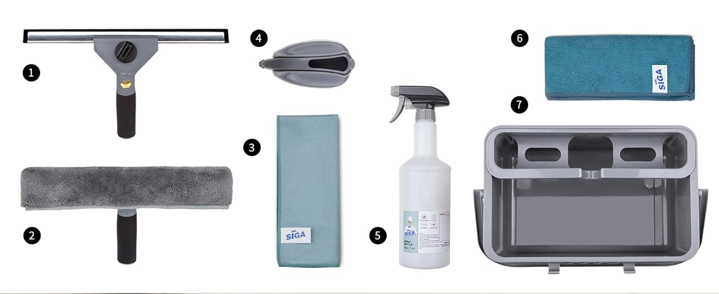 MR.SIGA Window Cleaning Kit with Storage Caddy, Professional Window Washing Equipment