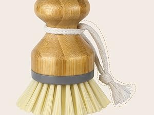 bamboo kitchen dish cleaner brush pot scrubber cleaning brush